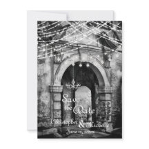Romantic Lights Gothic Archway Wedding Save the Da