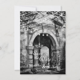 Romantic Lights Gothic Archway Wedding Save the Da Kaart