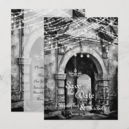 Romantic Lights Gothic Archway Wedding Save the Da Kaart