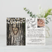 Romantic Lights & Tree Post Weddenschap Foto uitno Kaart (Staand voorkant)