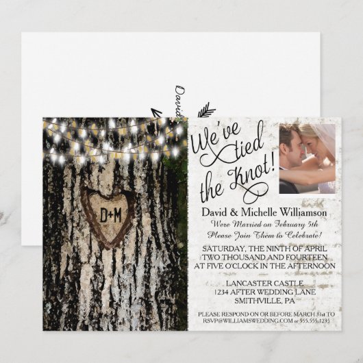 Romantic Lights & Tree Post Weddenschap Foto uitno Kaart (Voorkant / Achterkant)