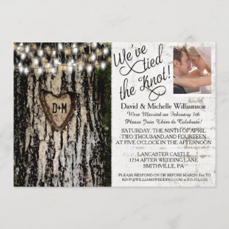 Romantic Lights & Tree Post Weddenschap Foto uitno Kaart
