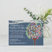 Romantic Lights Whimsical Tree Post Wedding Invite Kaart (Staand voorkant)