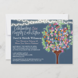 Romantic Lights Whimsical Tree Post Wedding Invite Kaart