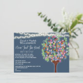 Romantic Lights Whimsical Tree Post Wedding Invite Kaart (Staand voorkant)