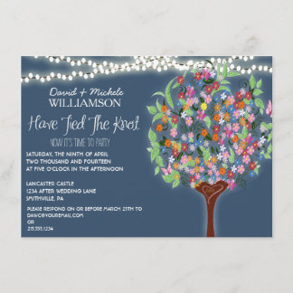 Romantic Lights Whimsical Tree Post Wedding Invite Kaart