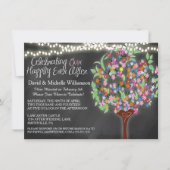 Romantic Lights Whimsical Tree Post Wedding Invite Kaart (Voorkant)
