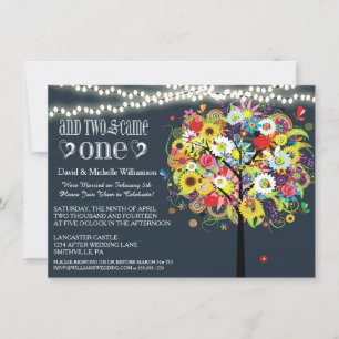 Romantic Lights Whimsical Tree Post Wedding Invite Kaart