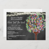 Romantic Lights Whimsical Tree Post Wedding Invite Kaart (Voorkant / Achterkant)