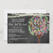 Romantic Lights Whimsical Tree Post Wedding Invite Kaart (Voorkant)