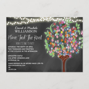 Romantic Lights Whimsical Tree Post Wedding Invite Kaart