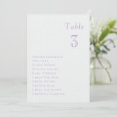 Romantic lilac floral Wedding Table Seating Card Kaart (Staand voorkant)