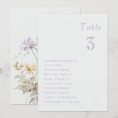 Romantic lilac floral Wedding Table Seating Card Kaart (Voorkant / Achterkant)