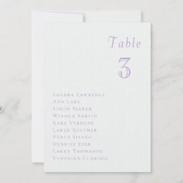 Romantic lilac floral Wedding Table Seating Card Kaart
