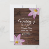 Romantic Lilly Flowers Wooden Formal Wedding Kaart (Voorkant)