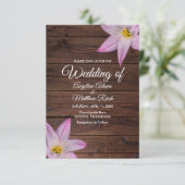 Romantic Lilly Flowers Wooden Formal Wedding Kaart (Staand voorkant)