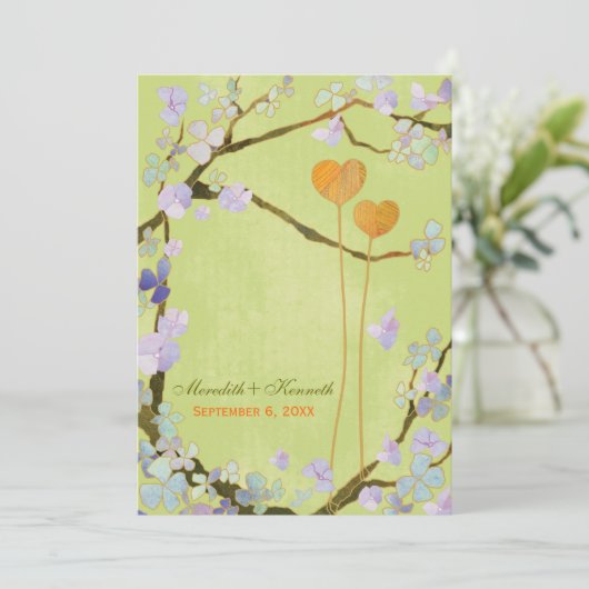 Romantic Lime Green Wedding Kaart (Staand voorkant)