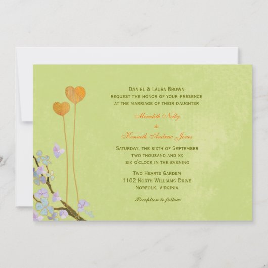Romantic Lime Green Wedding Kaart (Achterkant)