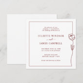 Romantic Line Roos Square Weddenschap Kaart (Voorkant / Achterkant)