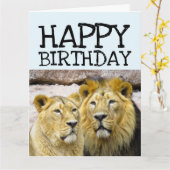 ROMANTIC LION COUPLE BIRTHDAY BIG KAART (Gele Bloem)