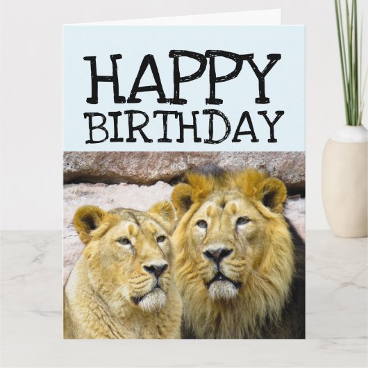ROMANTIC LION COUPLE BIRTHDAY BIG KAART (Voorkant)