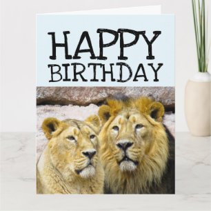 ROMANTIC LION COUPLE BIRTHDAY BIG KAART