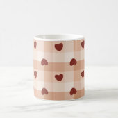Romantic little hearts and brown gingham checks koffiemok (Center)