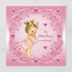Romantic Little Princess Love Hearts Baby shower Kaart