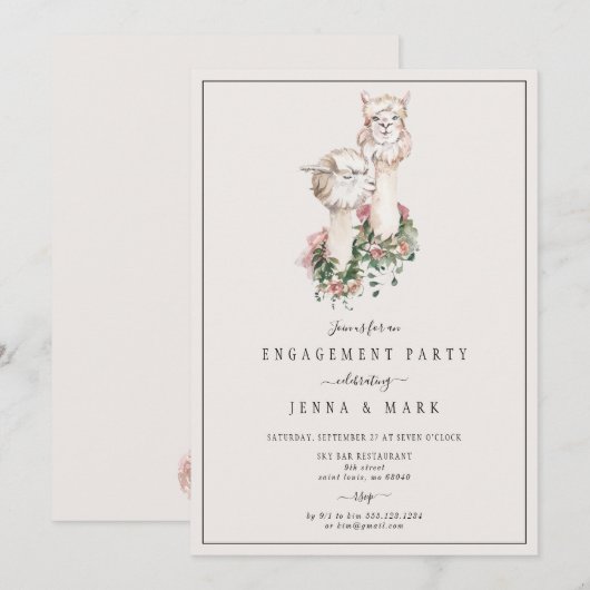 Romantic Llama-bridal verlofpartij Kaart (Voorkant / Achterkant)