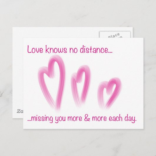 Romantic Long Distance Relatie Briefkaart (Voorkant / Achterkant)