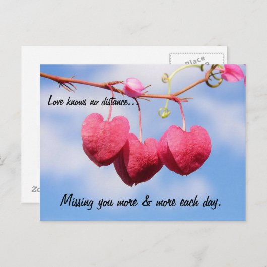 Romantic Long Distance Relatie Briefkaart (Voorkant / Achterkant)