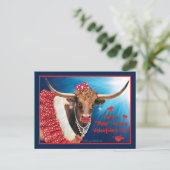 Romantic Longhorn Koe Valentijn Briefkaart (Staand voorkant)