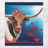 Romantic Longhorn Koe Valentijn Wijn Etiket (Enkel label)