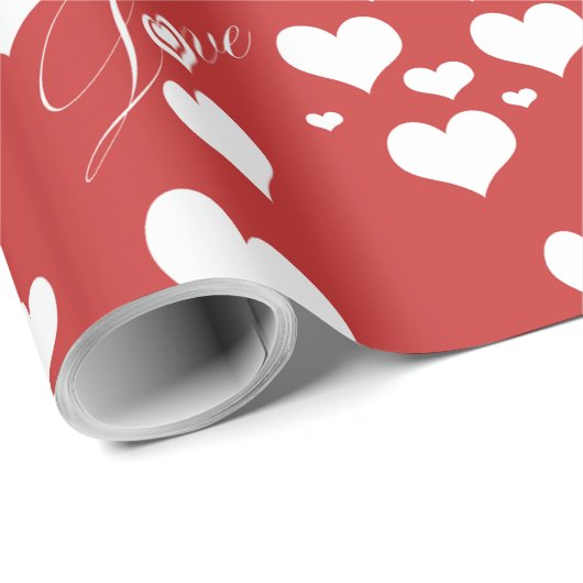 Romantic Love and Hearts Pattern Cadeaupapier (Rol Hoek)
