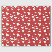 Romantic Love and Hearts Pattern Cadeaupapier (Vlak)