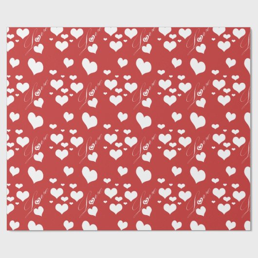 Romantic Love and Hearts Pattern Cadeaupapier (Vlak)
