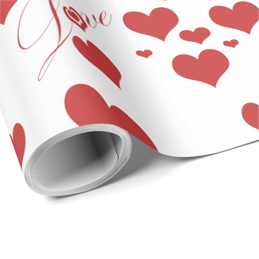 Romantic Love and Hearts Pattern Wrapping Paper Cadeaupapier (Rol Hoek)