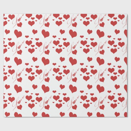 Romantic Love and Hearts Pattern Wrapping Paper Cadeaupapier (Vlak)