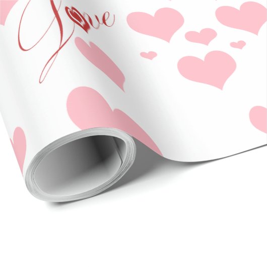 Romantic Love and Hearts Pattern Wrapping Paper Cadeaupapier (Rol Hoek)