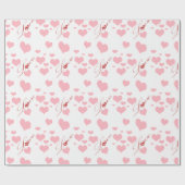 Romantic Love and Hearts Pattern Wrapping Paper Cadeaupapier (Vlak)