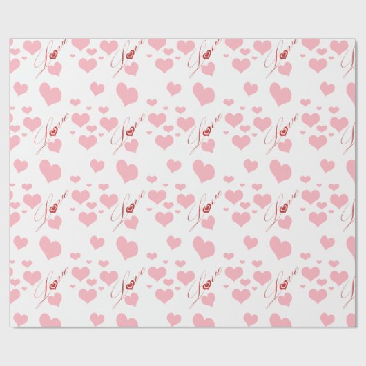 Romantic Love and Hearts Pattern Wrapping Paper Cadeaupapier (Vlak)