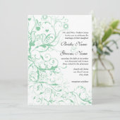 Romantic Love Bird Mint Wedding Kaart (Staand voorkant)