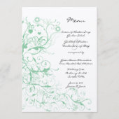 Romantic Love Bird Mint Wedding Menu (Voorkant)