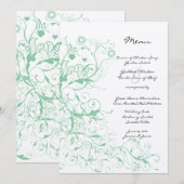 Romantic Love Bird Mint Wedding Menu (Voorkant / Achterkant)