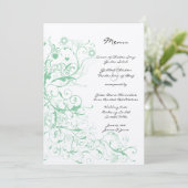 Romantic Love Bird Mint Wedding Menu (Staand voorkant)