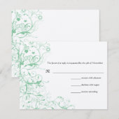Romantic Love Bird Mint Wedding RSVP Kaartje (Voorkant / Achterkant)