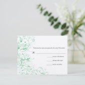 Romantic Love Bird Mint Wedding RSVP Kaartje (Staand voorkant)
