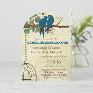 Romantic Love Bird Sitting in Tree Weduwen Invite Kaart