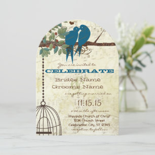 Romantic Love Bird Sitting in Tree Weduwen Invite Kaart