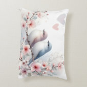 Romantic Love Birds Cherry Blossom Branch Accent Kussen (Achterkant (Verticaal))
